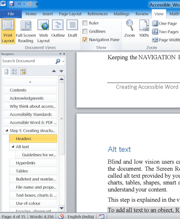 Creating Accessible Word Documents - The DAISY Consortium