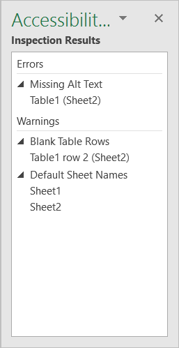 Screenshot of the Check for issues option in Word File menu