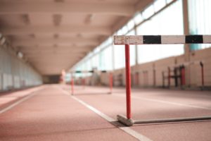 photo of a hurdle on a running track