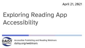 Exploring Reading App Accessibility title slide