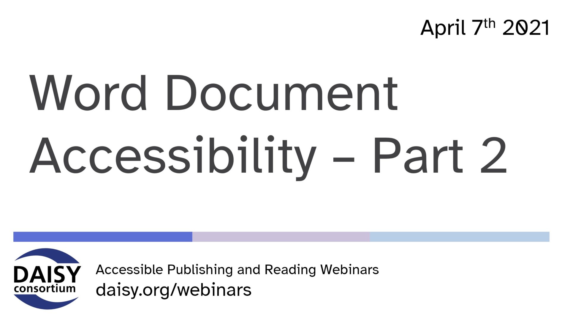 Word Document Accessibility Part 2 opening slide