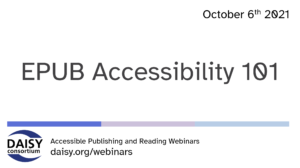 EPUB Accessibility 101 Title Slide