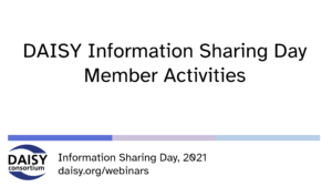 Cover slide Member Activities DAISY Information Sharing Day