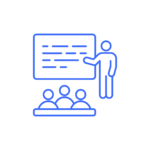 icon representing someone delivering training to 3 people