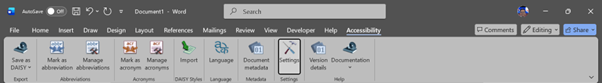 The Accessibility tab in Microsoft Word